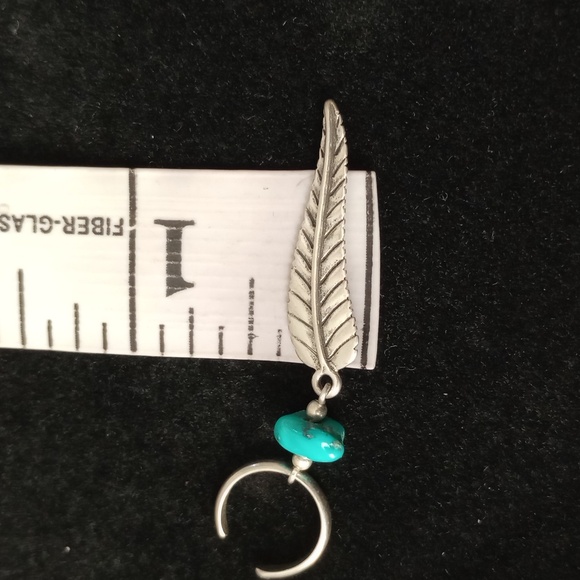 Sterling Silver and Turquoise Feather Ear Cuffs - Picture 7 of 11
